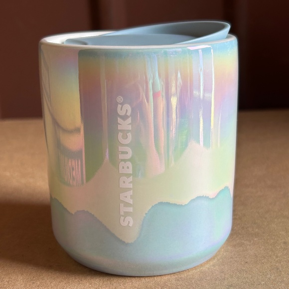 Starbucks 2023 Holiday Iridescent Rainbow Glacier Drip Ceramic Mug Cup - Picture 1 of 9